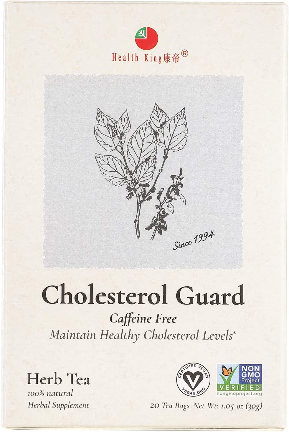 Health King Cholesterol Guard Herb Tea, Teabags, 20-Count Box (Pack of 4) - Image 2