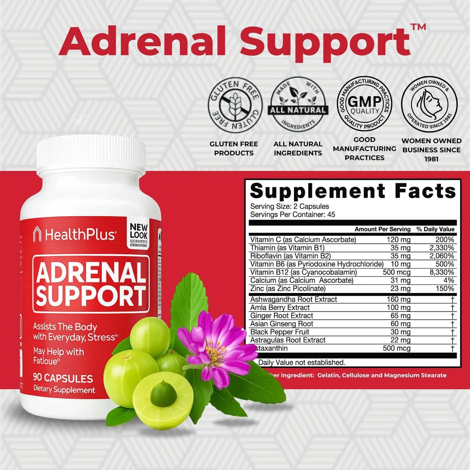 Health Plus Adrenal Cleanse Ashwagandha Capsules for Adrenal Function and Antioxidant Support and Stress Relief, 90 Capsules - Image 7