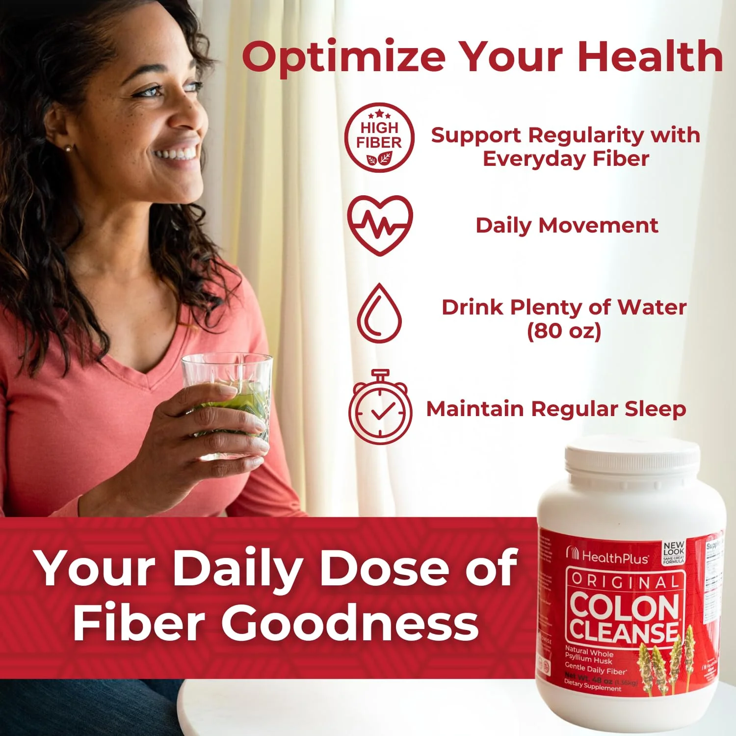 Health Plus Colon Cleanse Digestive Support | All Natural Daily Fiber for Toxin Elimination To Reduce Bloating | Supports Heart Health | 48 Ounces, 194 Servings - Image 4