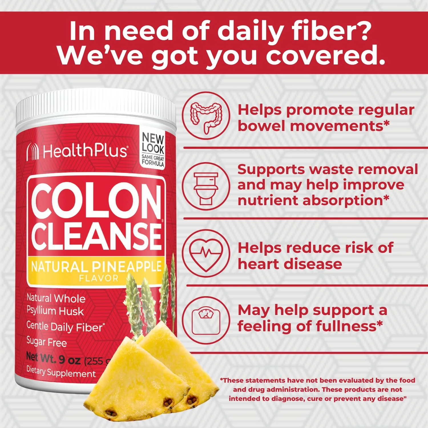 Health Plus Colon Cleanse Digestive Support | No Artificial Flavors | Daily Fiber for Toxin Elimination to Reduce Bloating | Psyllium Husk | Pineapple Flavor | 9 Ounces, 36 Servings - Image 4