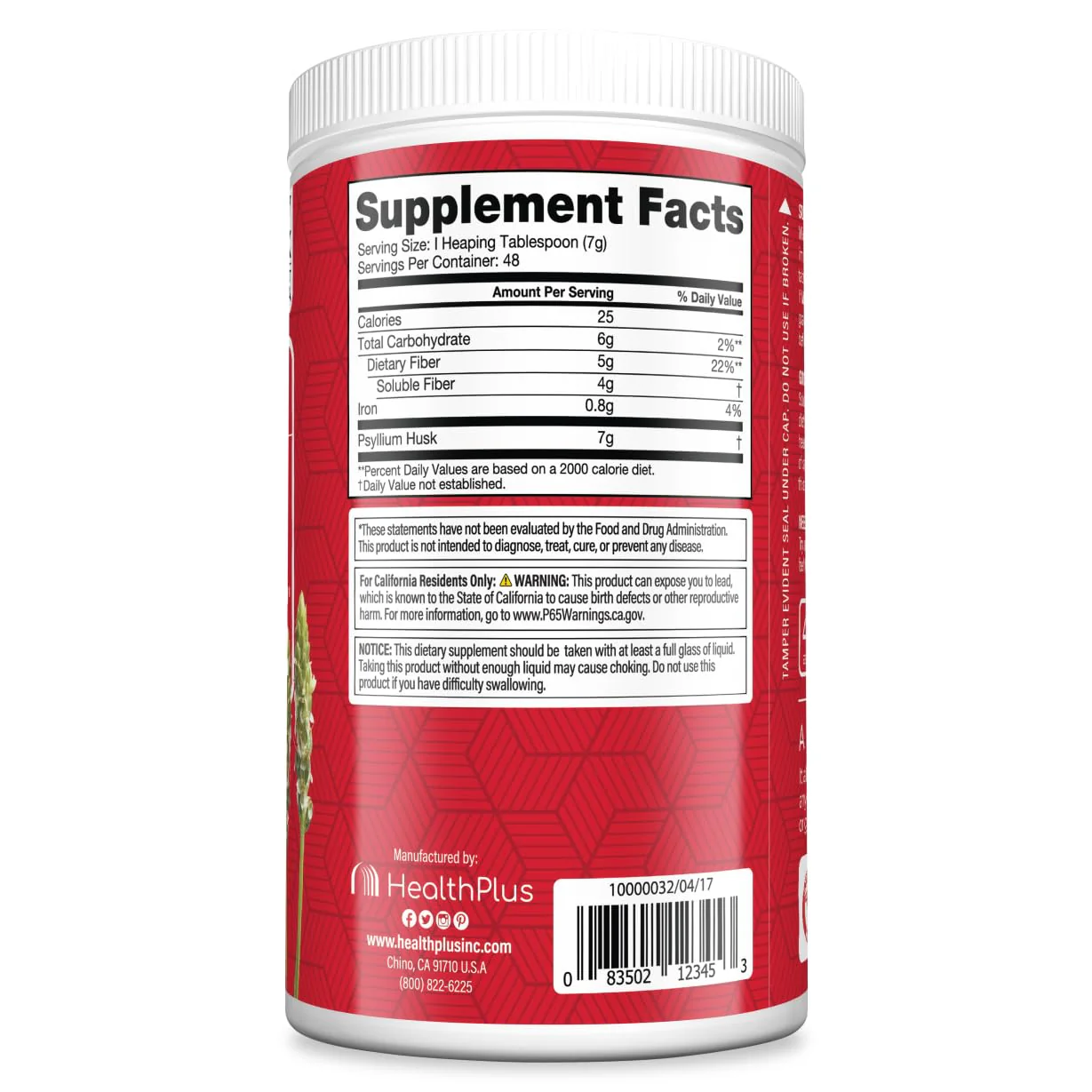 Health Plus Colon Cleanse - Natural Daily Fiber Powder- Gluten Free, Detox, Heart Healthy (12 Ounces, 48 Servings) - Image 8
