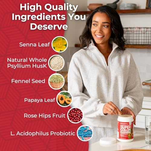 Health Plus Super Colon Cleanse, 12 oz Powder, 68 Servings - Natural Detox, Digestive Constipation Relief, Gentle Gut Cleanse with Psyllium Husk & Senna Leaf - Image 5