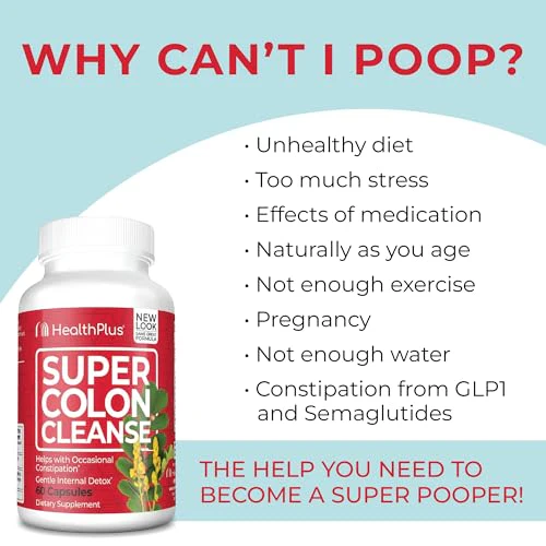 Health Plus Super Colon Cleanse, 12 oz Powder, 68 Servings - Natural Detox, Digestive Constipation Relief, Gentle Gut Cleanse with Psyllium Husk & Senna Leaf - Image 9