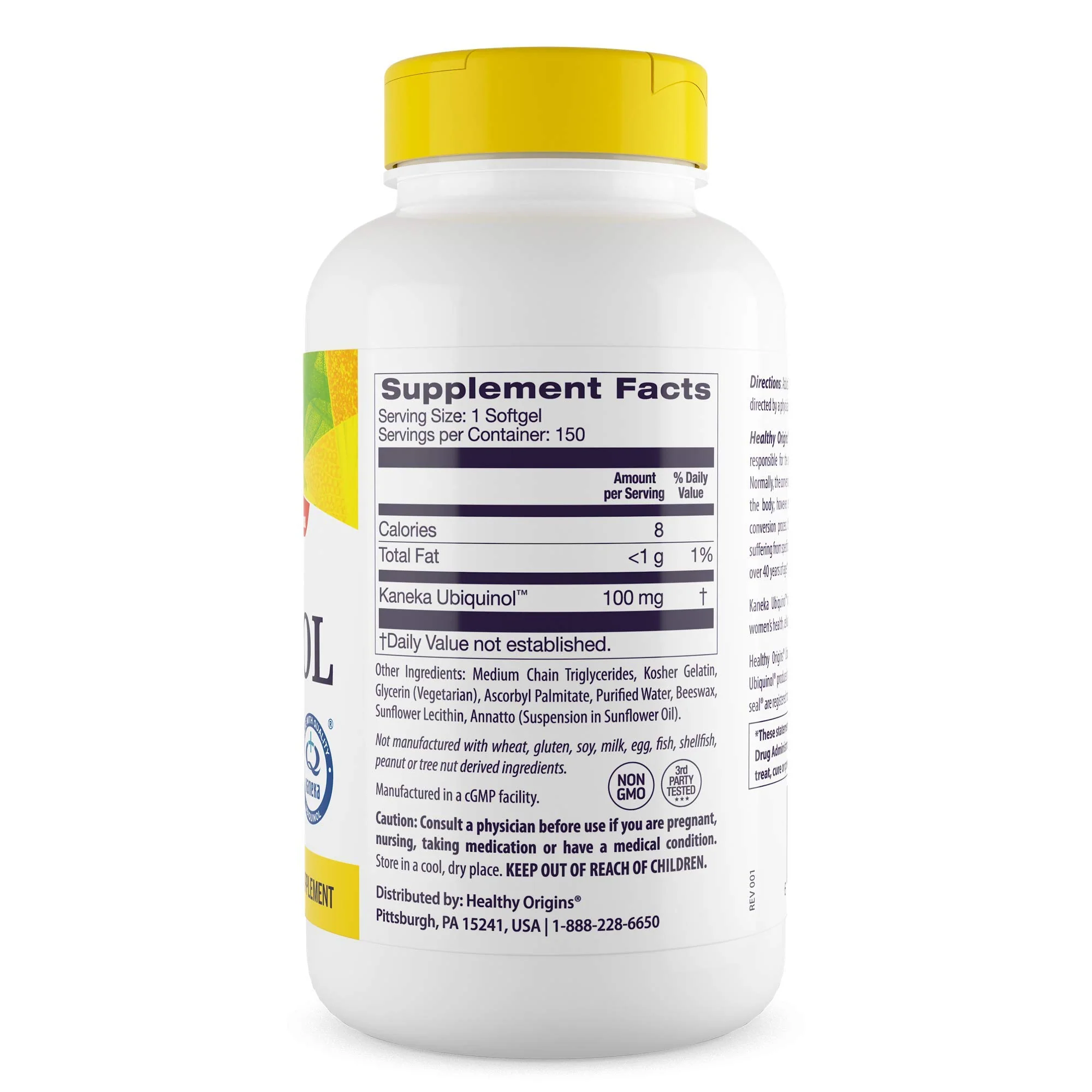 Healthy Origins Ubiquinol 100 mg, 150 Softgels - Featuring Kaneka QH Clinically Studied Active Form of CoQ10 - Supports Cardiovascular Function, Cellular Energy Production & Heart Health - Image 3