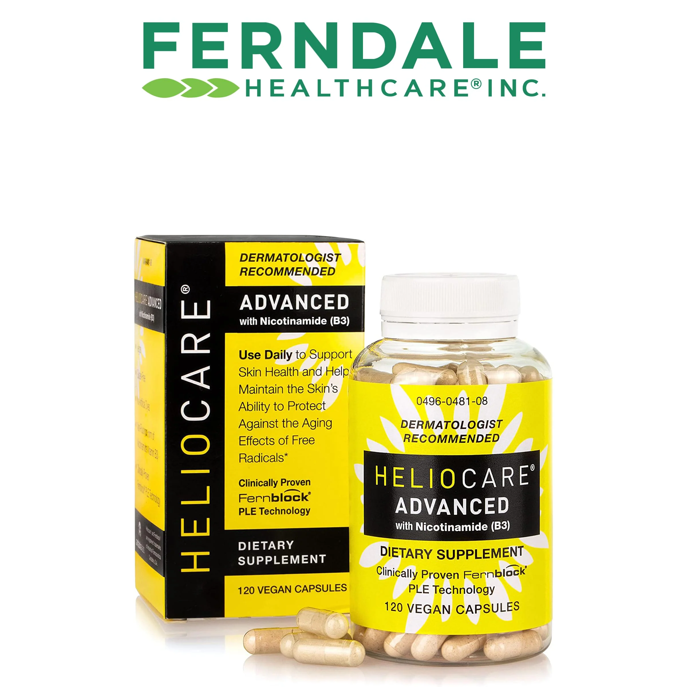 Heliocare Advanced Niacin B3 Supplement: Fernblock PLE Extract 240mg Per Serving - Supports Skin Cell Health W/Antioxidant Rich Vitamin B3 Niacin 500 mg - 120 Vegan Capsules - Image 5
