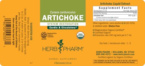 Herb Pharm Certified Organic Artichoke Liquid Extract for Cardiovascular and Circulatory Support - 4 Ounce - Image 2