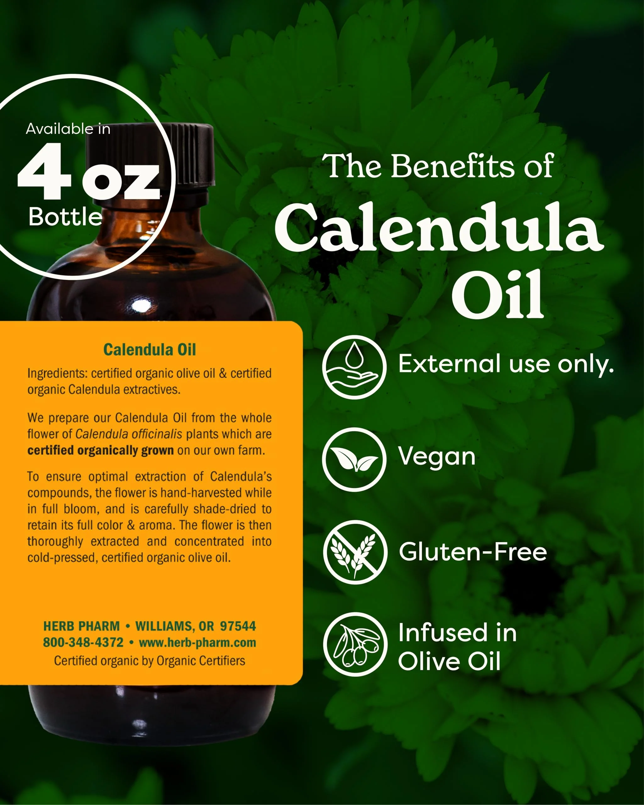 Herb Pharm Certified Organic Calendula Oil - 4 Ounce - Image 7
