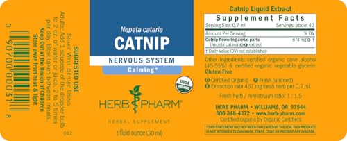 Herb Pharm Certified Organic Catnip Liquid Extract for Calming Nervous System Support, 1 Fl Oz - Image 2
