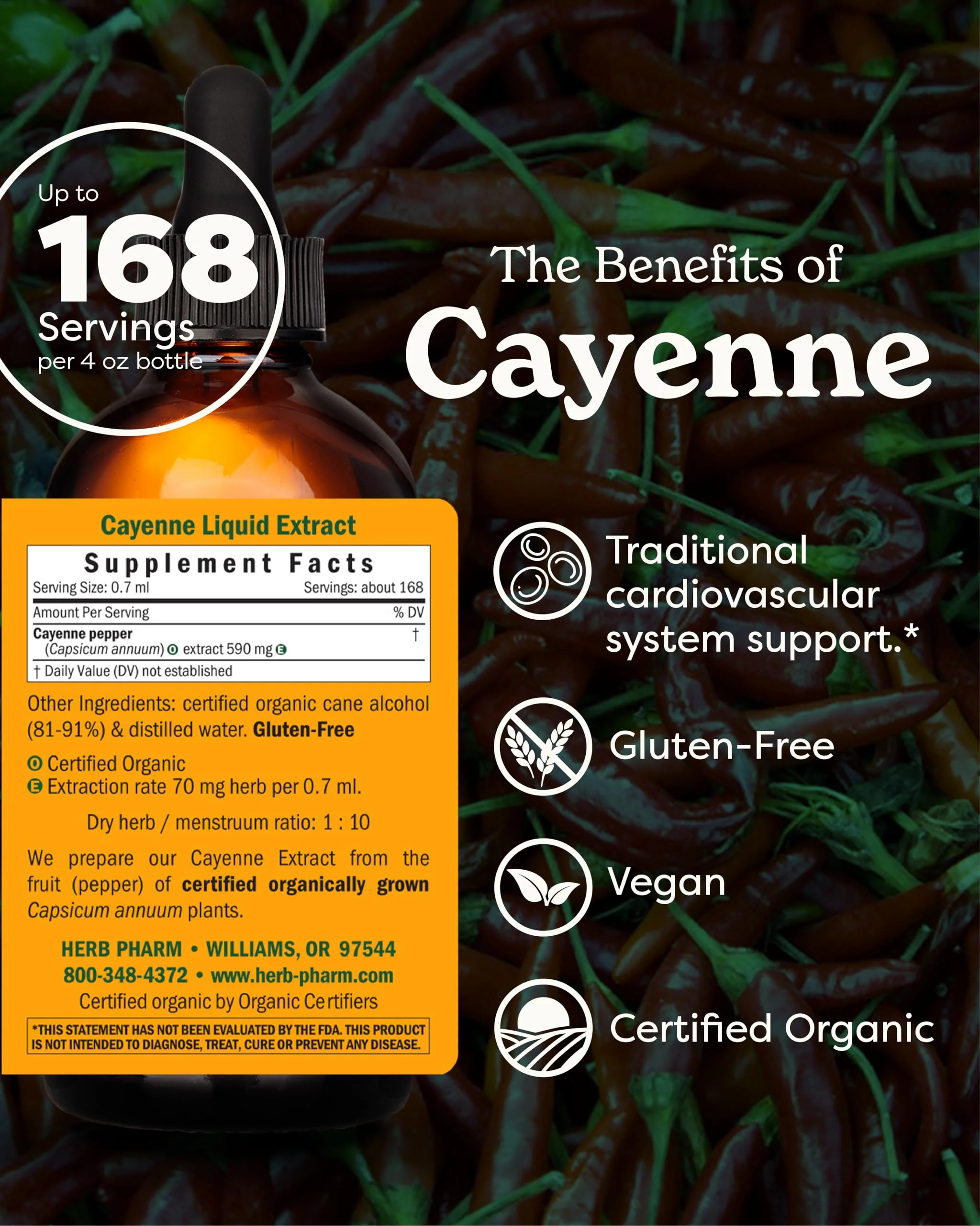 Herb Pharm Certified Organic Cayenne Liquid Extract for Cardiovascular and Circulatory Support - 4 Ounce, Brown - Image 8