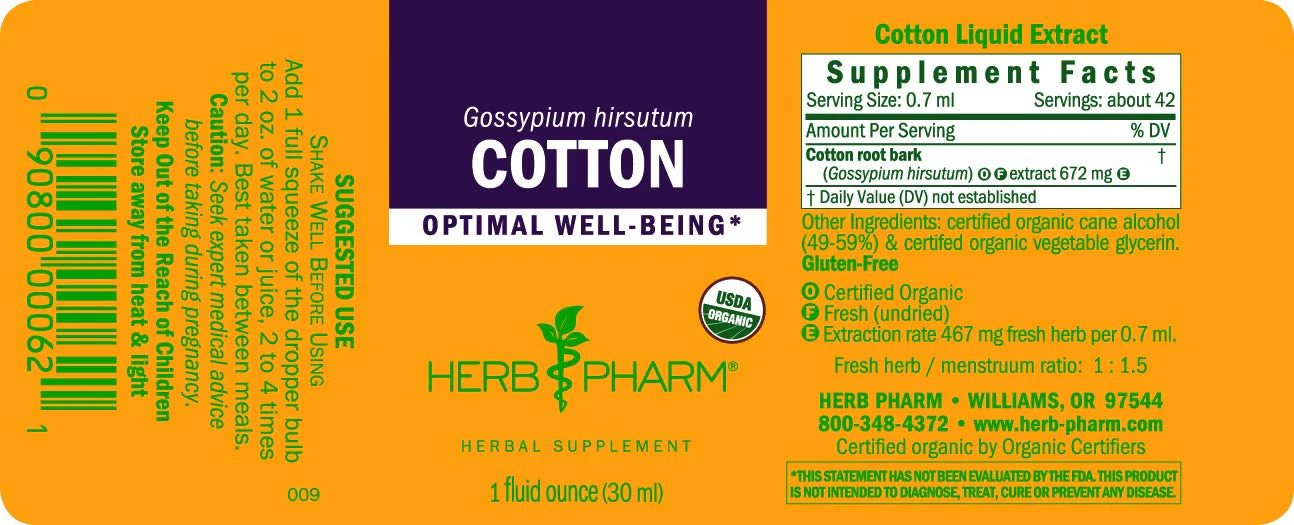 Herb Pharm Certified Organic Cotton Root Liquid Extract, 1 Fl Oz - Image 4
