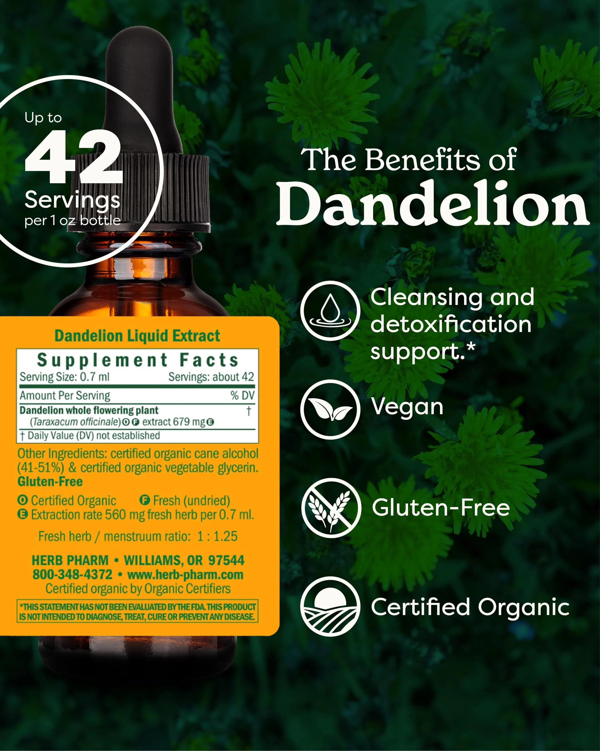 Herb Pharm Certified Organic Dandelion Liquid Extract for Cleansing and Detoxification, Organic Cane Alcohol, 1 Ounce - Image 11