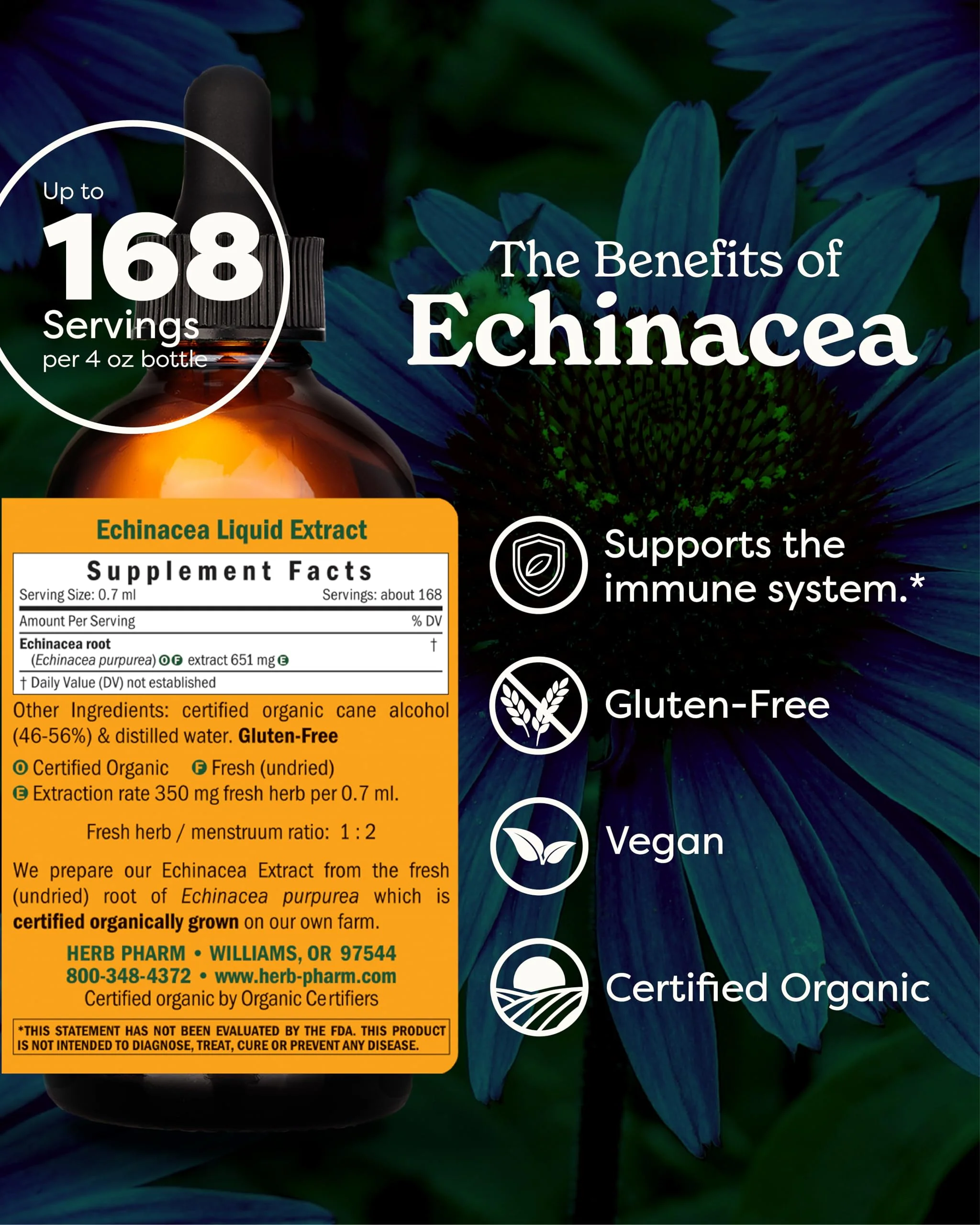 Herb Pharm Certified Organic Echinacea Root Liquid Extract for Immune System Support, Organic Cane Alcohol, 4 Ounce - Image 15