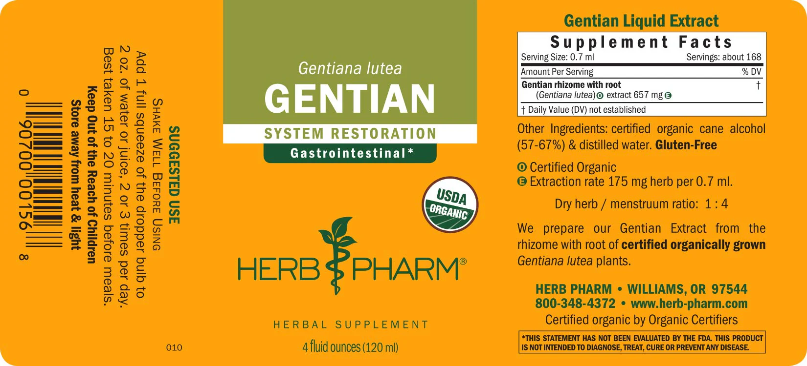 Herb Pharm Certified Organic Gentian Liquid Extract for Digestive Support - 4 Ounce - Image 3