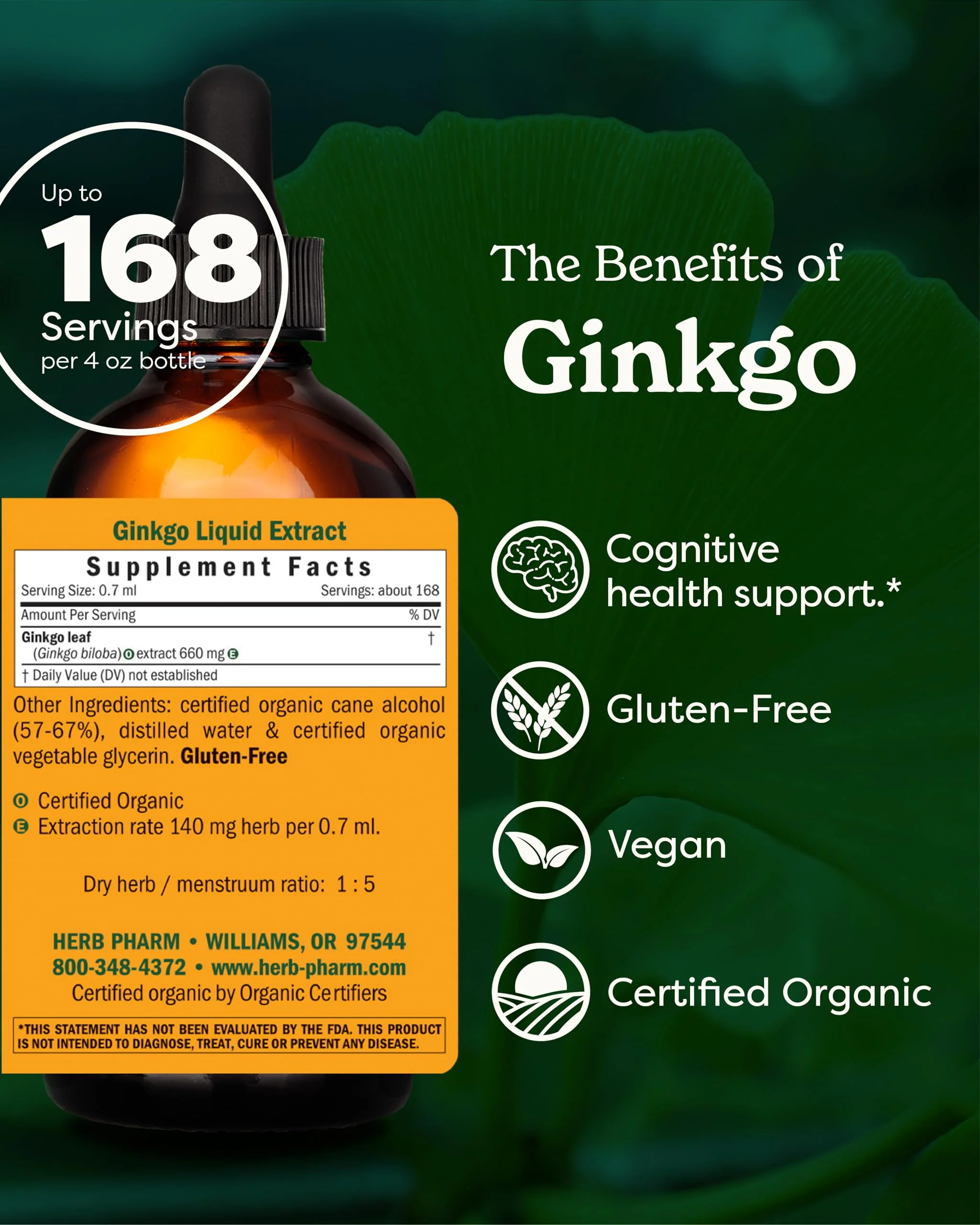 Herb Pharm Certified Organic Ginkgo Liquid Extract for Memory and Concentration - 4 Ounce - Image 7
