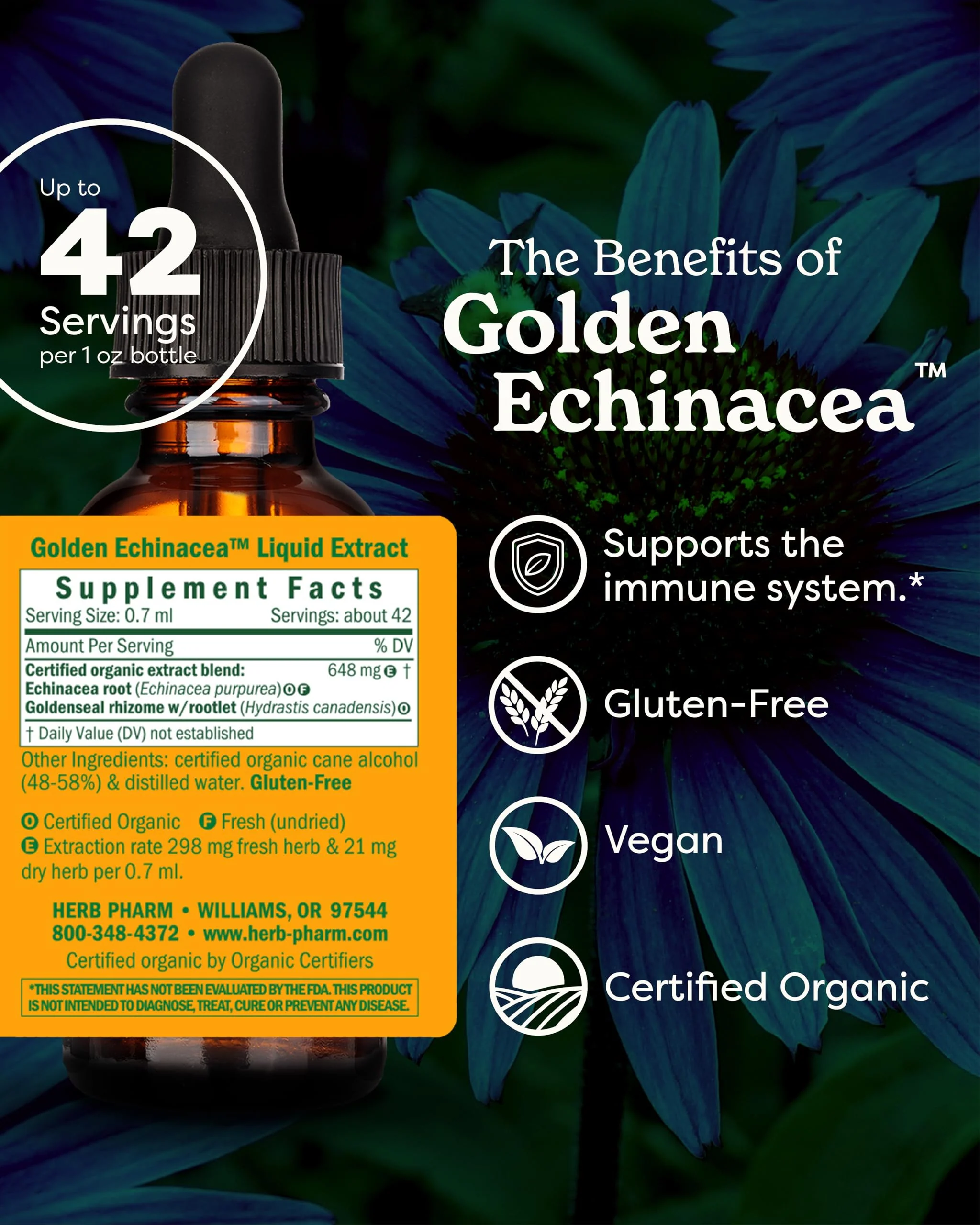 Herb Pharm Certified Organic Golden Echinacea Liquid Extract for Immune System Support - 1 Ounce (DGOLDEN01) - Image 8