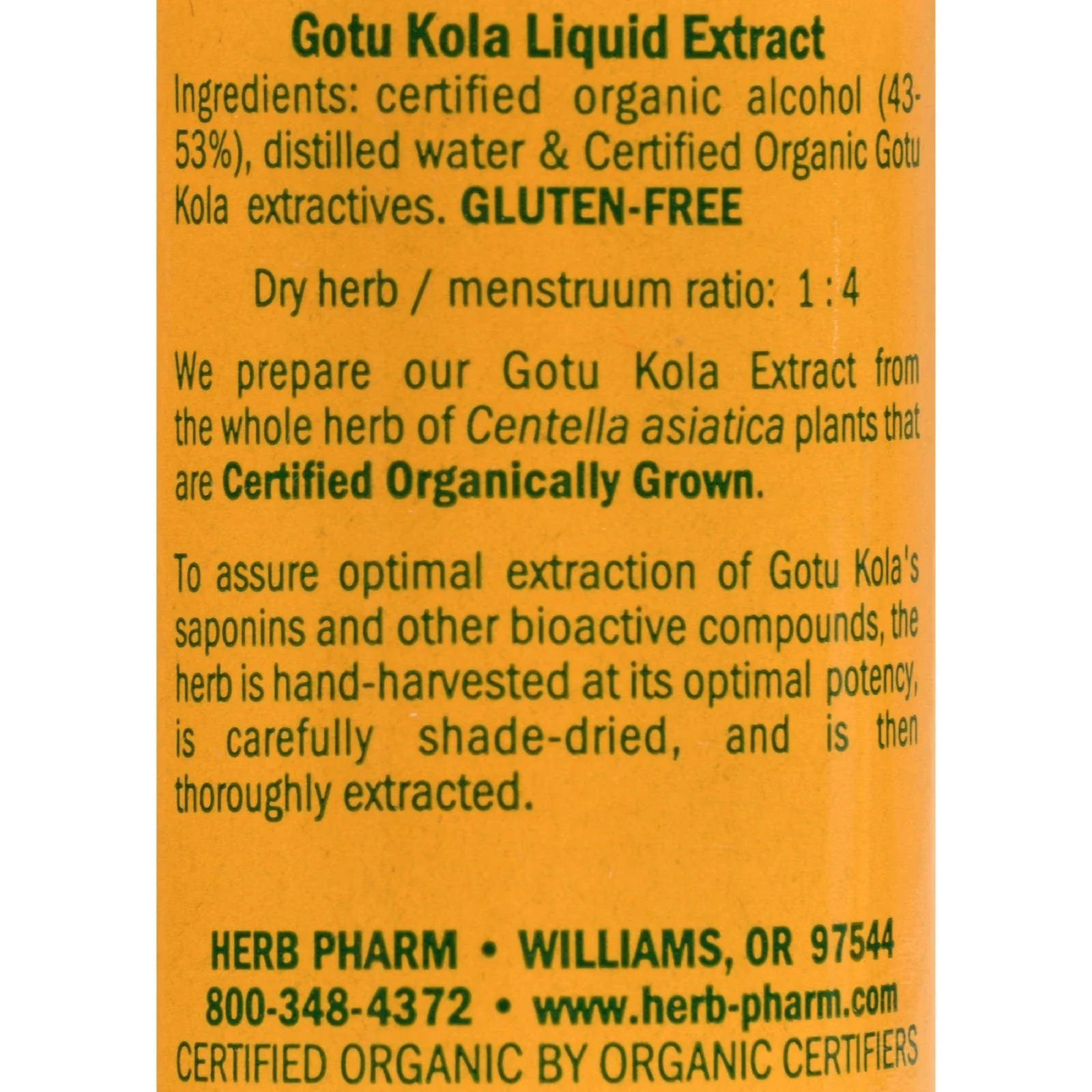 Herb Pharm Certified Organic Gotu Kola Liquid Extract for Musculoskeletal System Support, 1 Fl Oz - Image 2