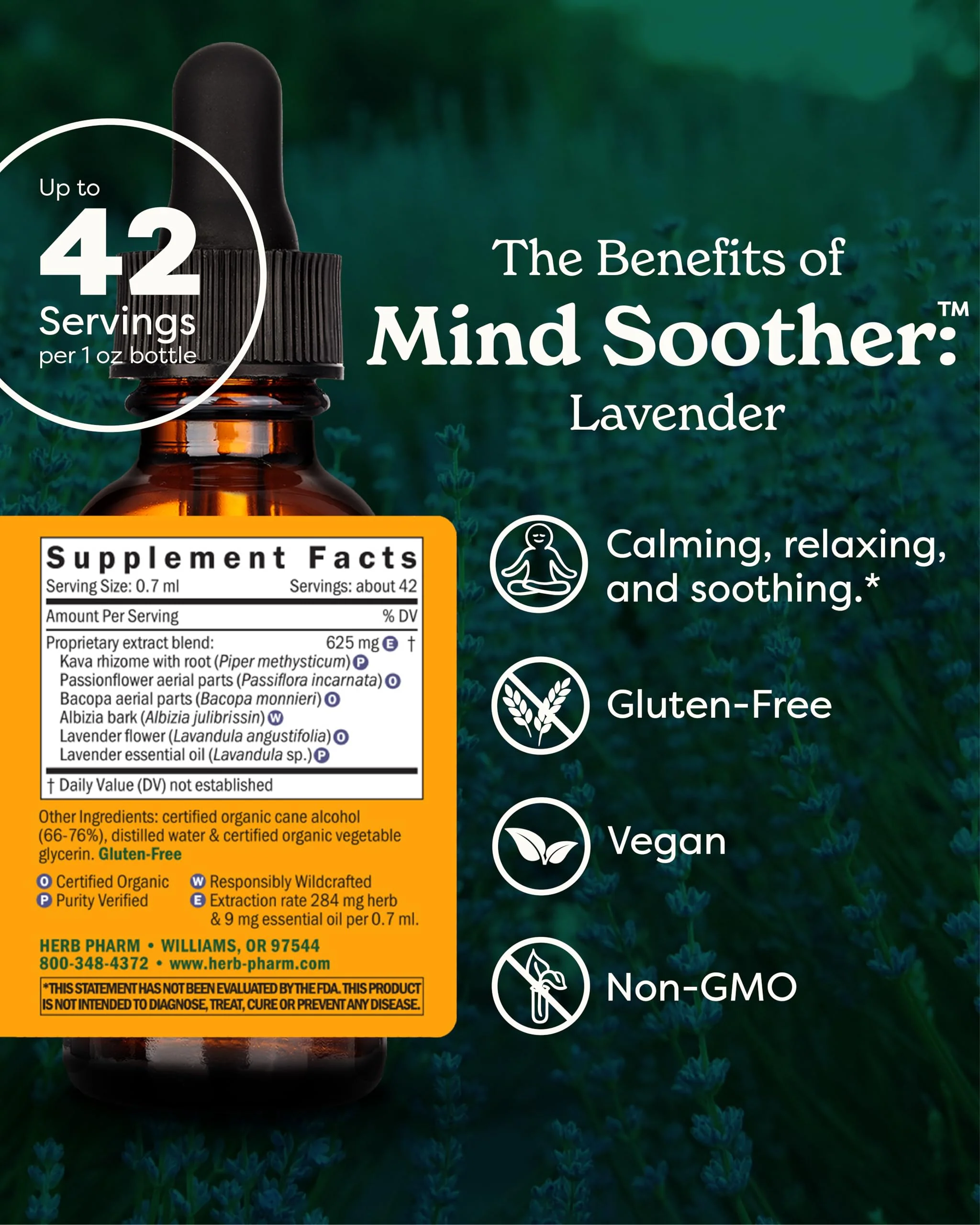 Herb Pharm Certified Organic Mind Soother, Lavender, Liquid Herbal Formula, 1 Fl Oz - Image 8