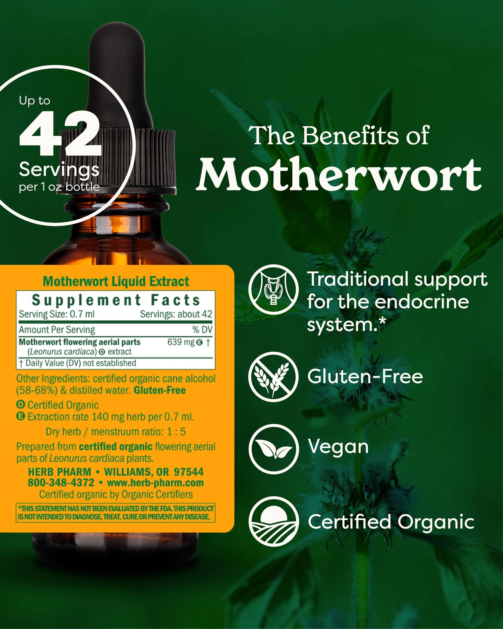 Herb Pharm Certified Organic Motherwort Liquid Extract for Endocrine System Support - 1 Ounce - Image 10