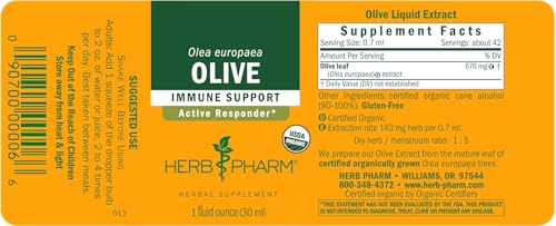 Herb Pharm Certified Organic Olive Leaf Liquid Extract for Immune System Support - 1 Ounce - Image 2