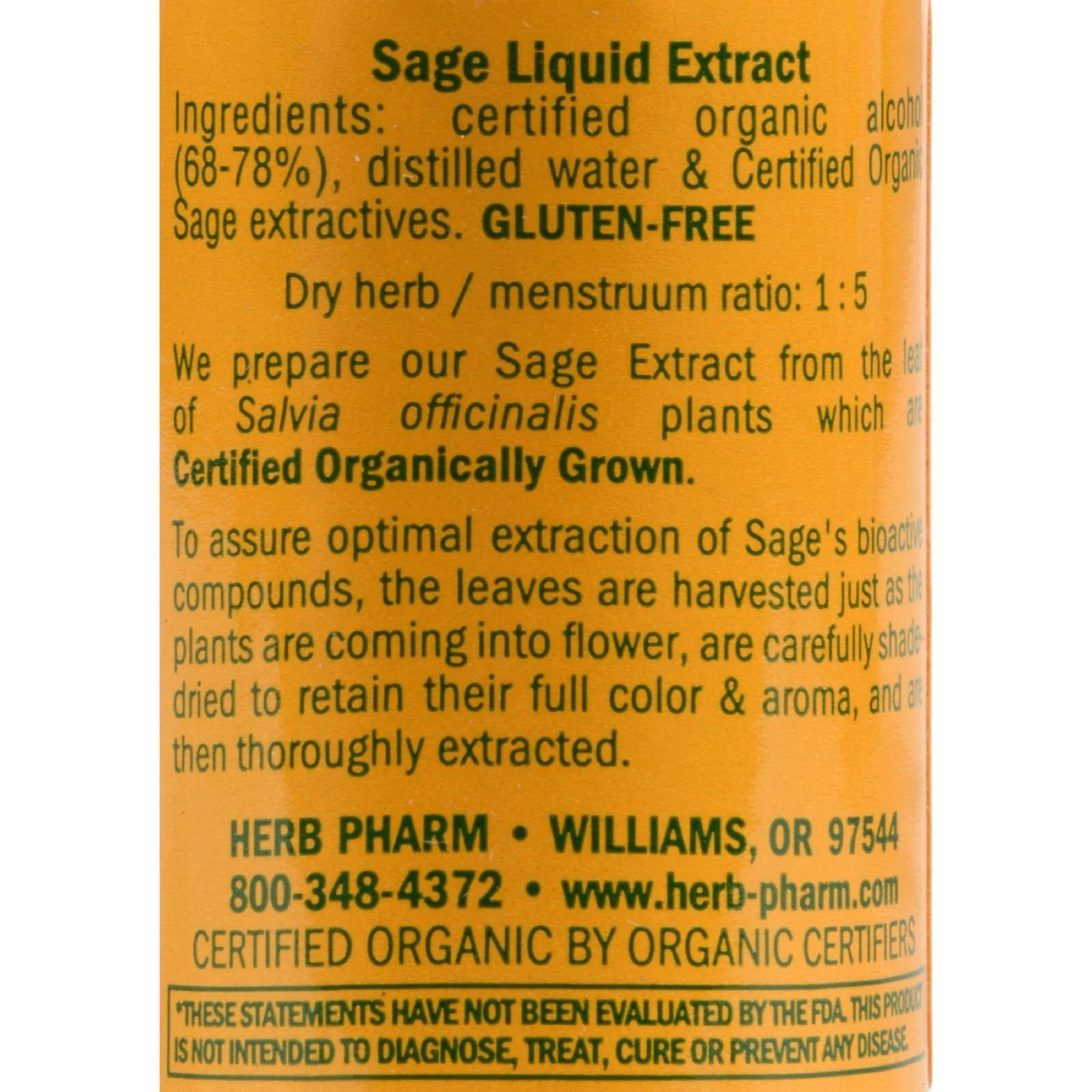 Herb Pharm Certified Organic Sage Liquid Extract for Mental Clarity Support - 1 Ounce - Image 2