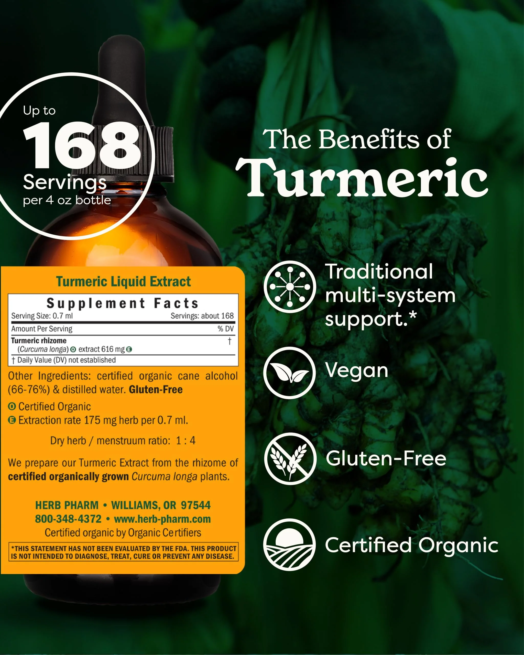Herb Pharm Certified Organic Turmeric Root Liquid Extract for Musculoskeletal System Support - 4 oz - Image 13