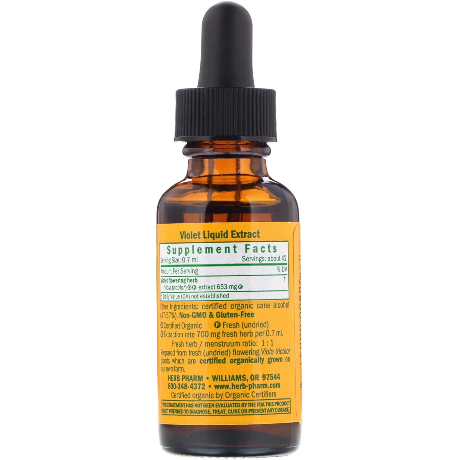 Herb Pharm Certified Organic Violet Liquid Extract, 1 Fl oz - Image 2