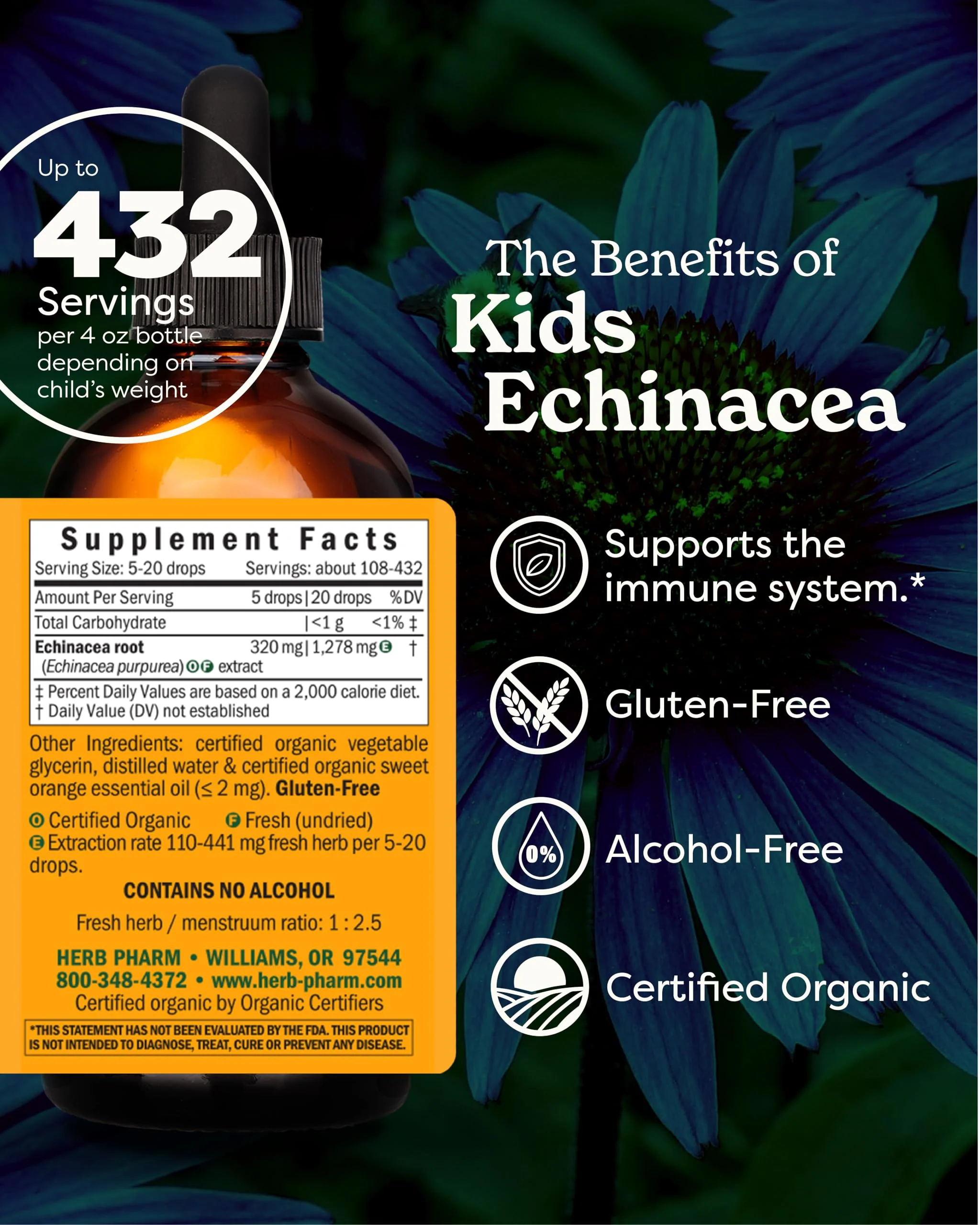 Herb Pharm Kids Certified-Organic Alcohol-Free Echinacea Glycerite Liquid Extract, 4 oz - Image 13