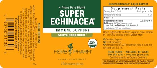 Herb Pharm Super Echinacea® Liquid Extract: USDA Organic Immune Support for Year-Round | Fast-Absorbing Echinacea Tincture, 4 Plant-Part Blend: Root, Leaf, Flower & Seed | Up to ~6 Week Supply, 2 oz* - Image 2
