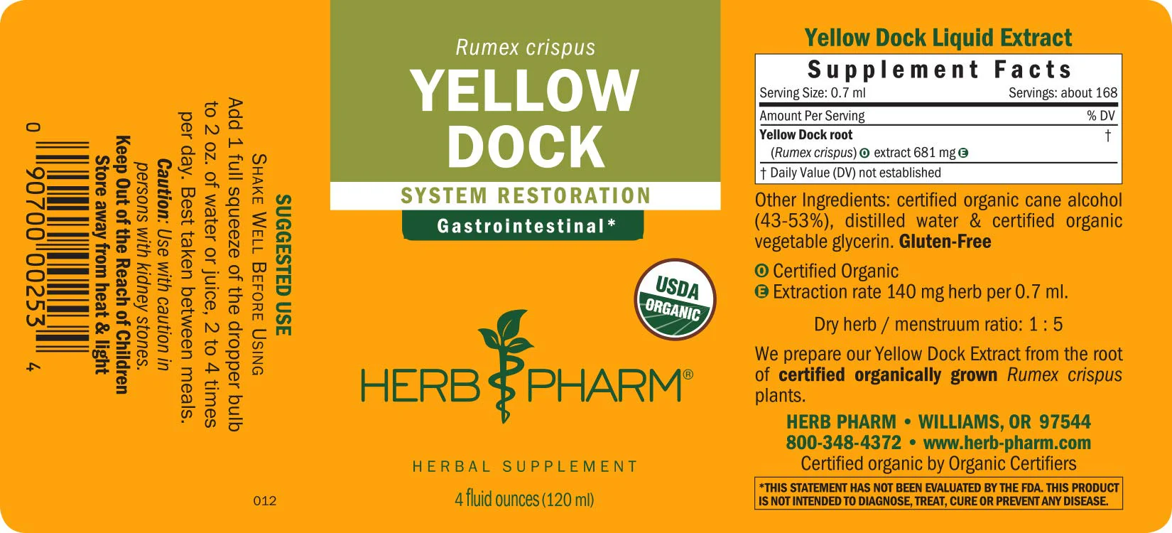 Herb Pharm Yellow Dock Liquid Extract for Digestive System Support - 4 Ounce - Image 3