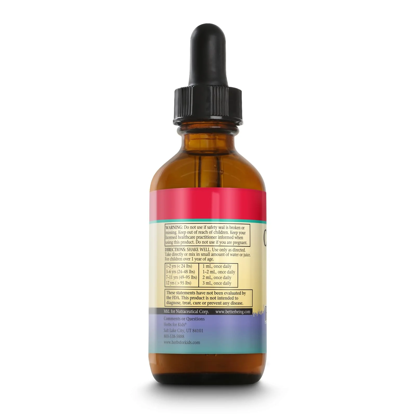 Herbs For Kids Cherry Bark Blend - Proprietary Blend of Orange Peel, Thyme, Peppermint Cherry Bark, Mullein Leaf, and More - Ages 1 and Up - Made Without Alcohol - 20 Servings - 2 FL OZ - Image 2