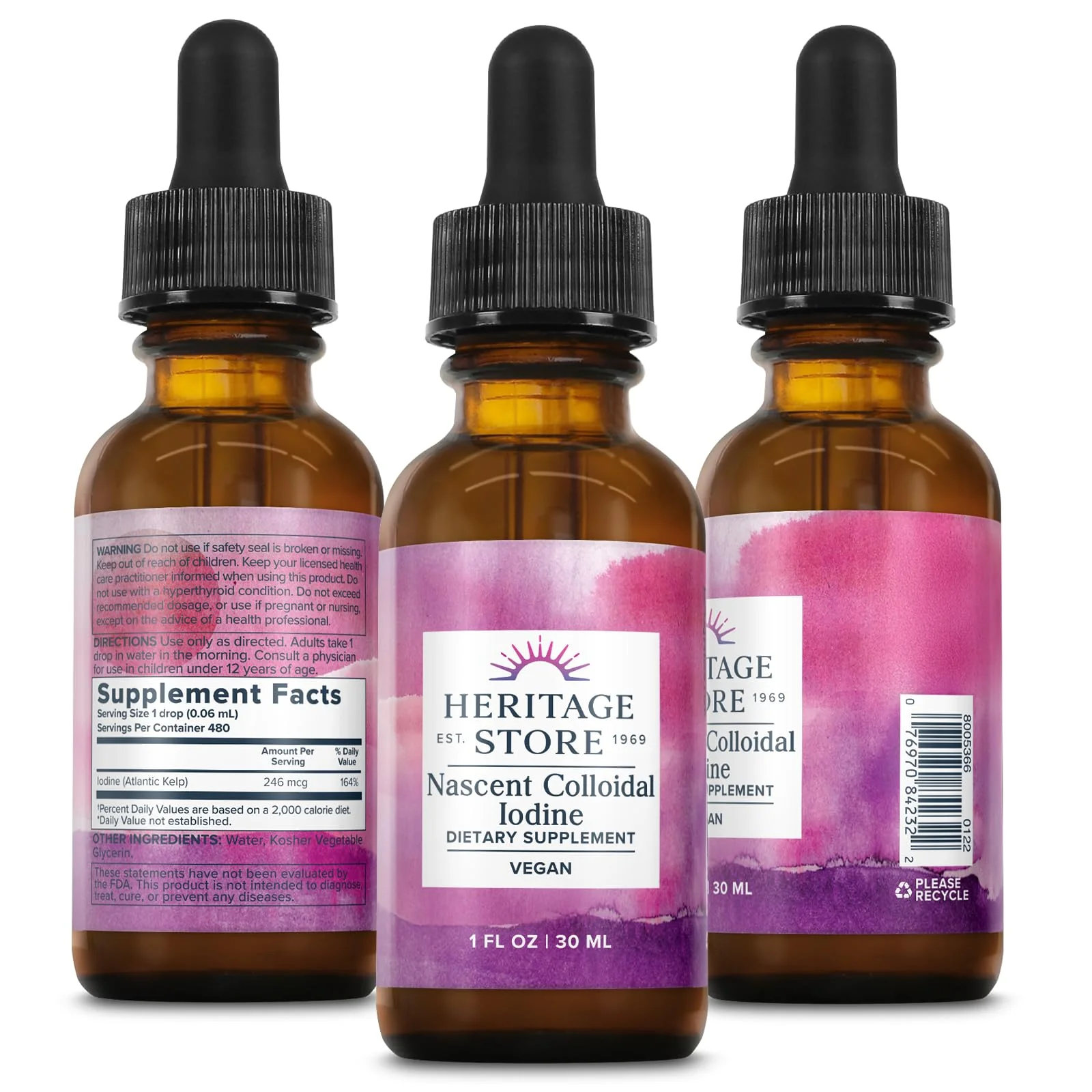 Heritage Store Nascent Colloidal Iodine Drops 246mcg, Liquid Supplement with Nascent Iodine from Atlantic Kelp, Bioavailable, Vegan, Approx. 480 Servings, 1oz - Image 4