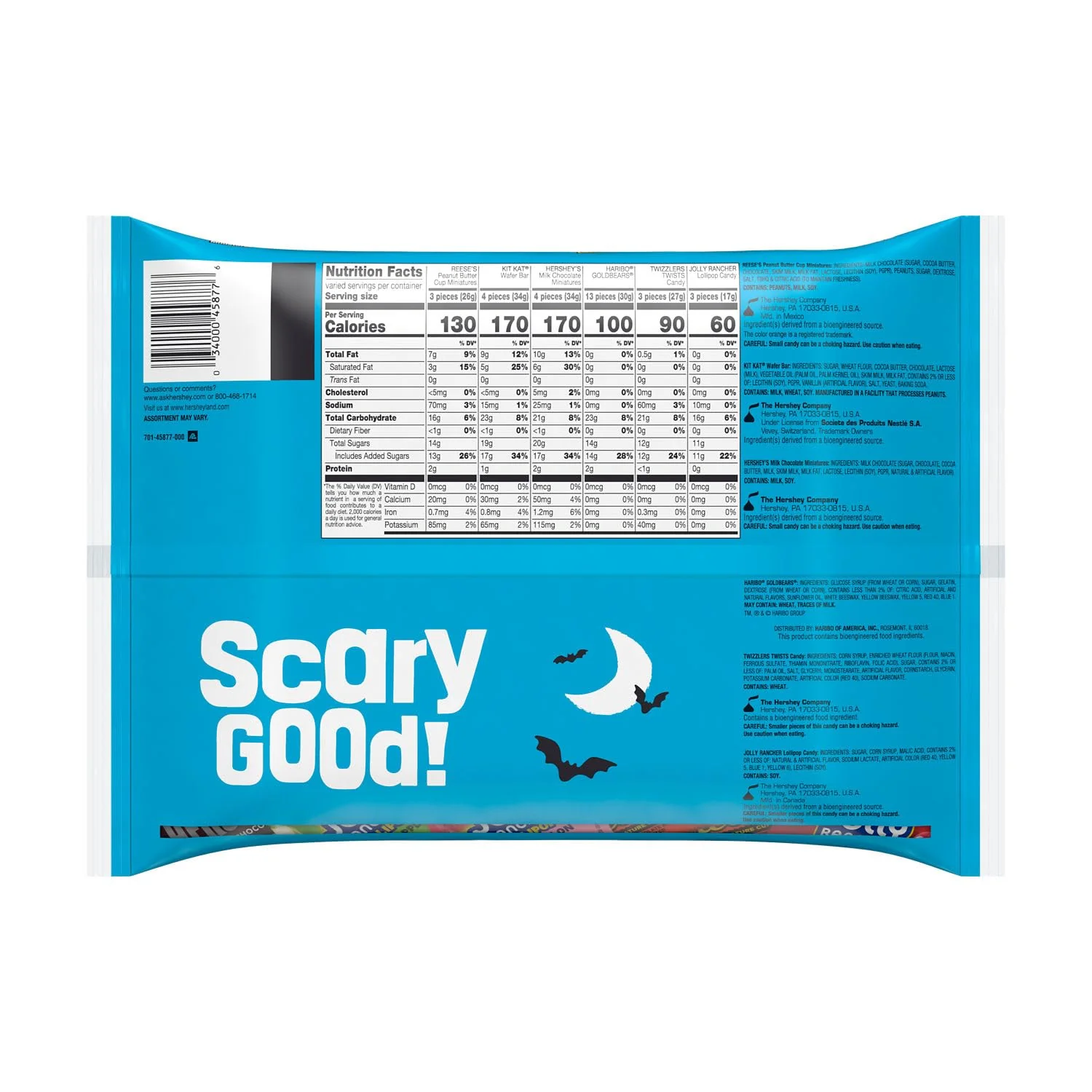 Hershey Miniatures Assorted Flavored, Halloween Candy Bag, 20.93 oz (65 Pieces) - Image 7