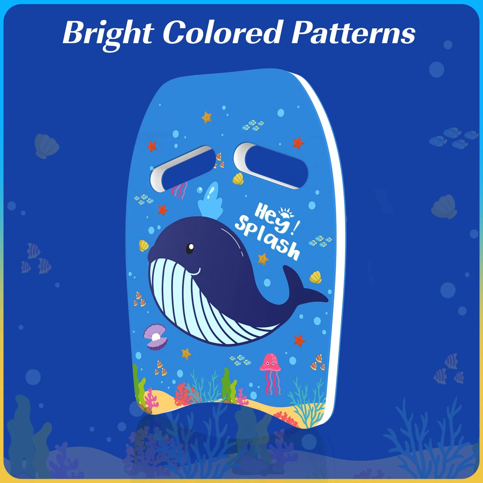 HeySplash Swim Kickboard for Kids, Swimming Kickboard Cute Pattern Swim Training Aid for Children, Pool Exercise Equipments for Beginning Swimmers Safety Swim Board Auxiliary, Indigo Whale - Image 2