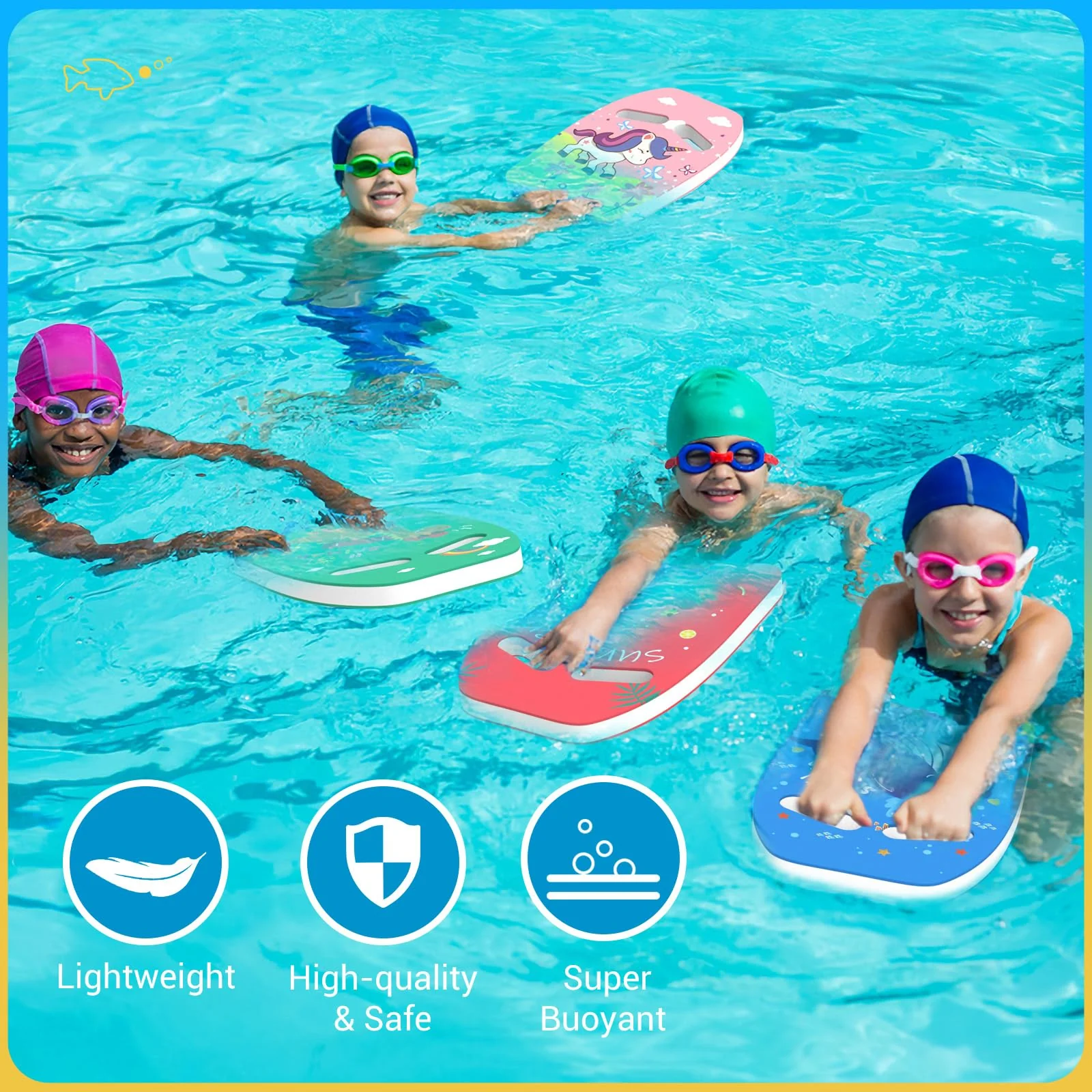 HeySplash Swim Kickboard for Kids, Swimming Kickboard Cute Pattern Swim Training Aid for Children, Pool Exercise Equipments for Beginning Swimmers Safety Swim Board Auxiliary, Indigo Whale - Image 4