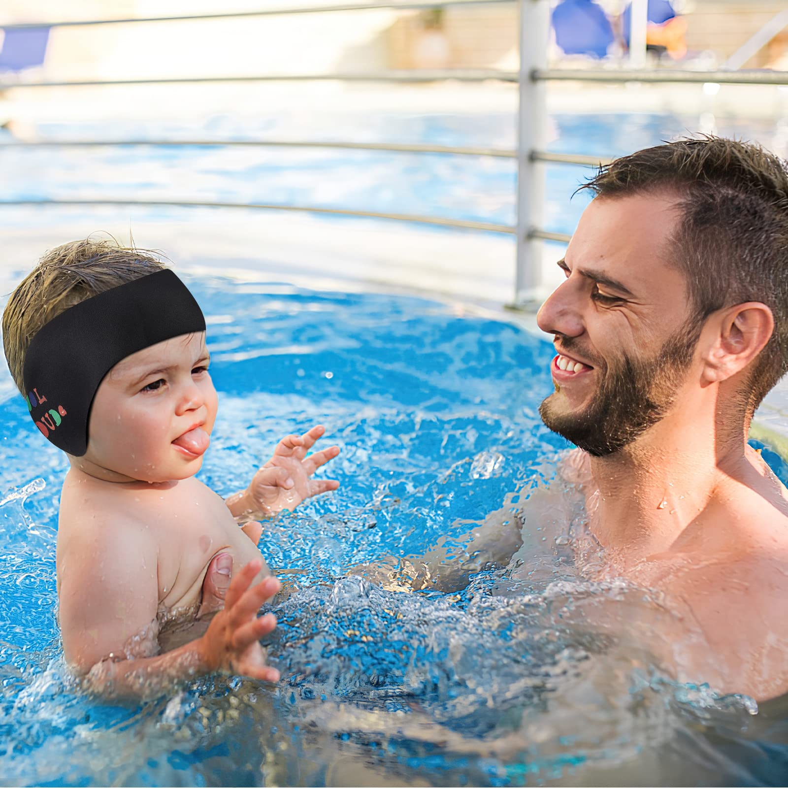 HeySplash Swimming Headband, Swimming Earplugs Kids Ear Plugs Ear Band Swimmer Ear Protection, Elastic Neoprene Ear Guard, Hair Guard for Kids, Adults, Keep Water Out, Hold Earplugs in, Medium,Black - Image 2
