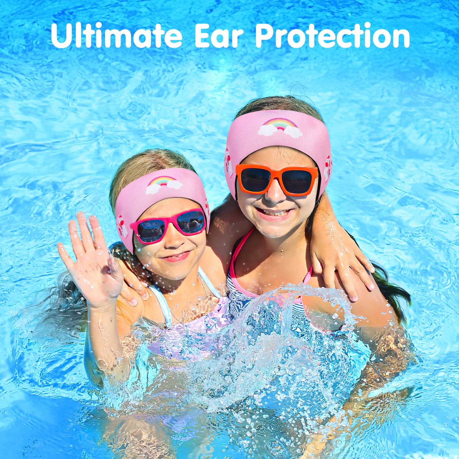 HeySplash Swimming Headband, Swimming Earplugs Kids Ear Plugs Ear Band Swimmer Ear Protection, Elastic Neoprene Ear Guard, Hair Guard for Kids, Adults, Keep Water Out, Hold Earplugs in, Medium, Pink - Image 5