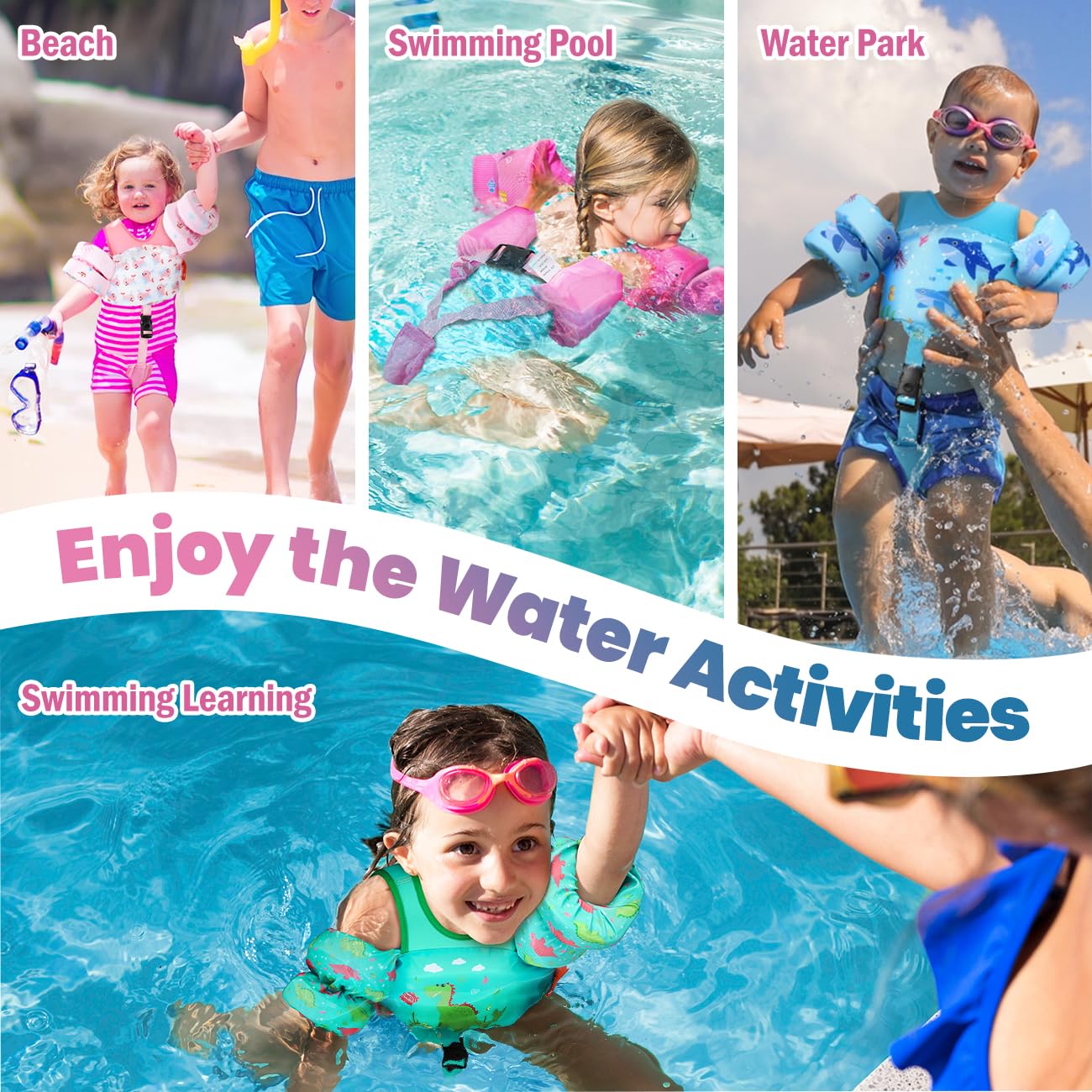 HeySplash Toddler Swim Vest, Toddler Floaties Fit 13-30 Lbs, Puddle Kids Jumper with Adjustable Strap, Pool Float Jacket Arm Floaties Baby Floatie Water Wing, Pool Sea Swimming Aid - Image 2