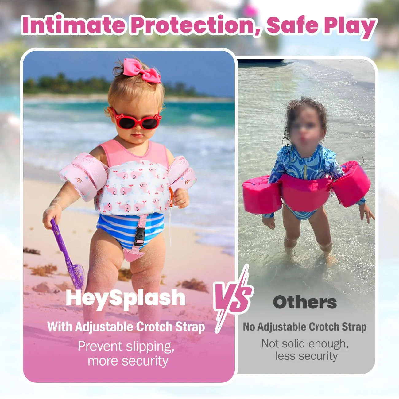 HeySplash Toddler Swim Vest, Toddler Floaties Fit 13-30 Lbs, Puddle Kids Jumper with Adjustable Strap, Pool Float Jacket Arm Floaties Baby Floatie Water Wing, Pool Sea Swimming Aid - Image 5