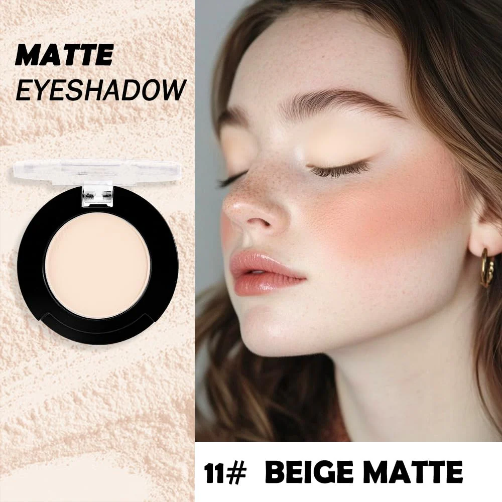 HHLTOH Neutral Light Nude Beige White Single Matte Eye Shadow Palette Naked Eyeshadow Palette Makeup for Old Women de sombras de ojos Natural Vegan Eyeshadow for Eyes Long Lasting Naturing-Looking #11 - Image 7