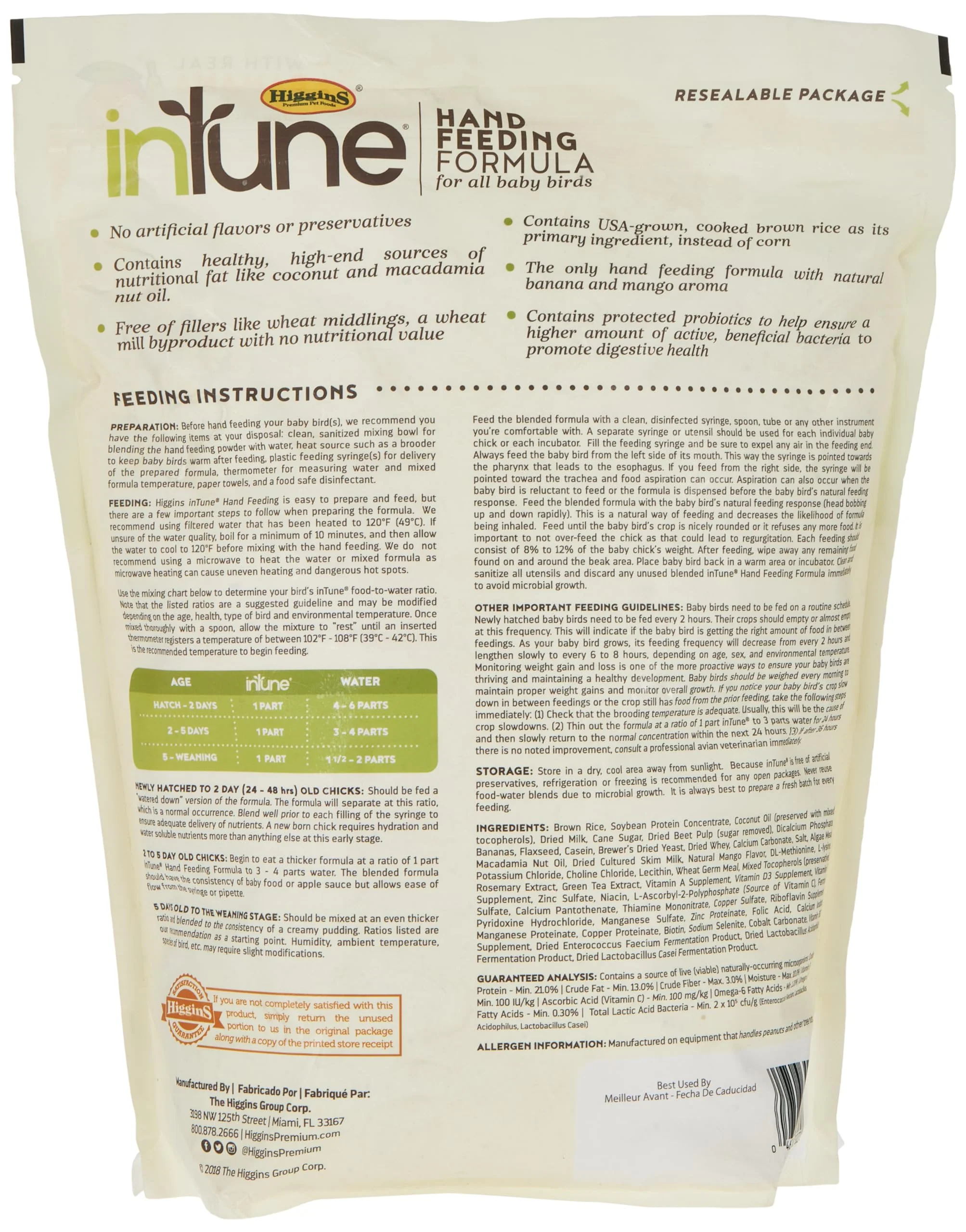Higgins Intune Natural Hand Feeding Baby Bird Food Formula, 5lb - Image 4