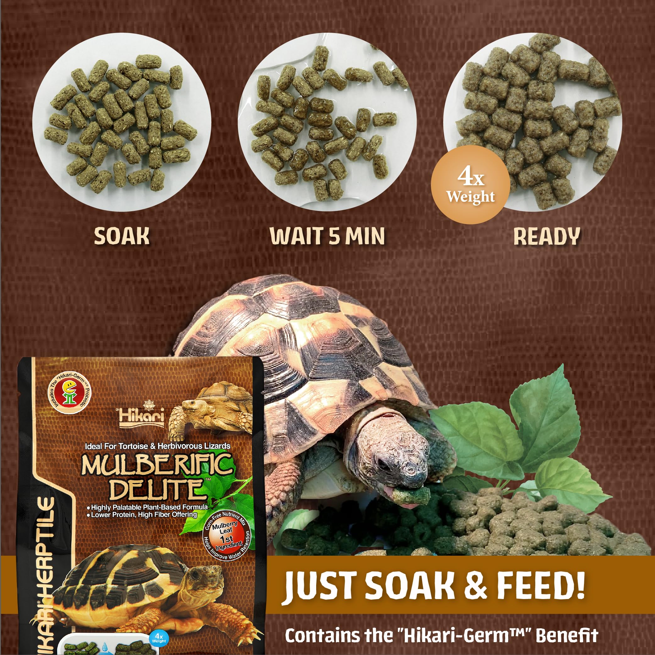 Hikari Mulberific Delite Tortoise Food & Iguana/Herbivorous Lizard Probiotic Pellets (650g) - Image 2