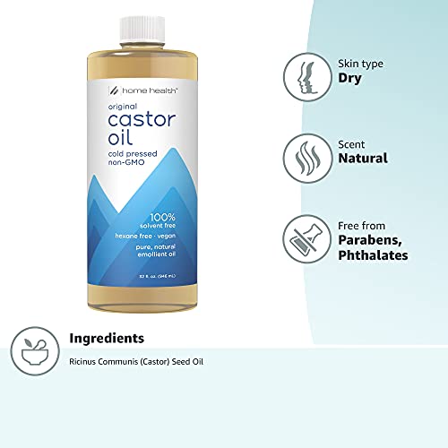 Home Health Original Castor Oil, Promotes Healthy Hair And Skin, Natural Skin Moisturizer - Pure, Cold Pressed, Non-GMO, Hexane-Free, Solvent-Free, Paraben-Free, Vegan - 32 fl oz - Image 2