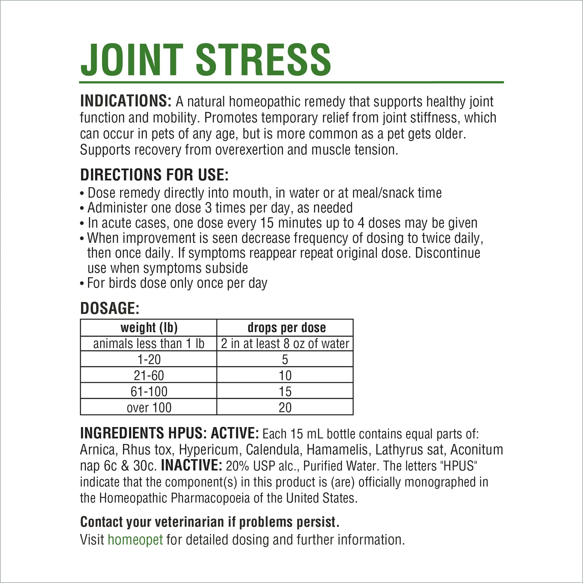 HomeoPet Joint Stress, Joint Support for Dogs and Cats, Liquid Pet Meds to Support Healthy Joint Movement, 15 Milliliters - Image 4