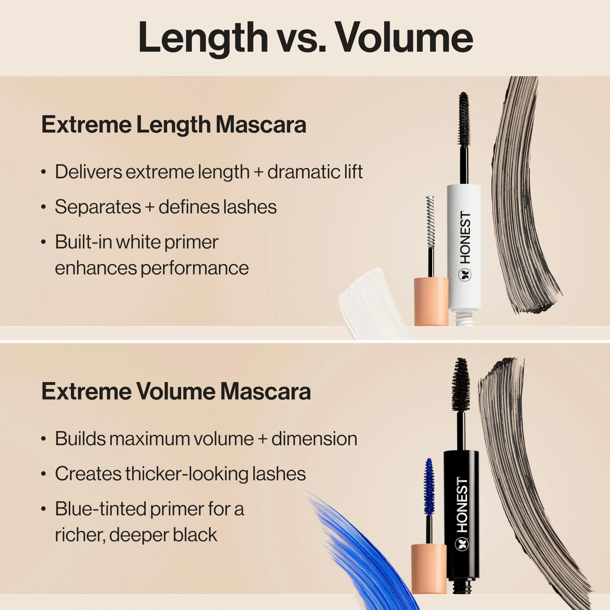 Honest Beauty 2-in-1 Extreme Length Clean Mascara, Lash Primer, Lengthening, Volumizing, Cruelty-Free, Safe for Sensitive Eyes, Black, .27 fl oz - Image 7