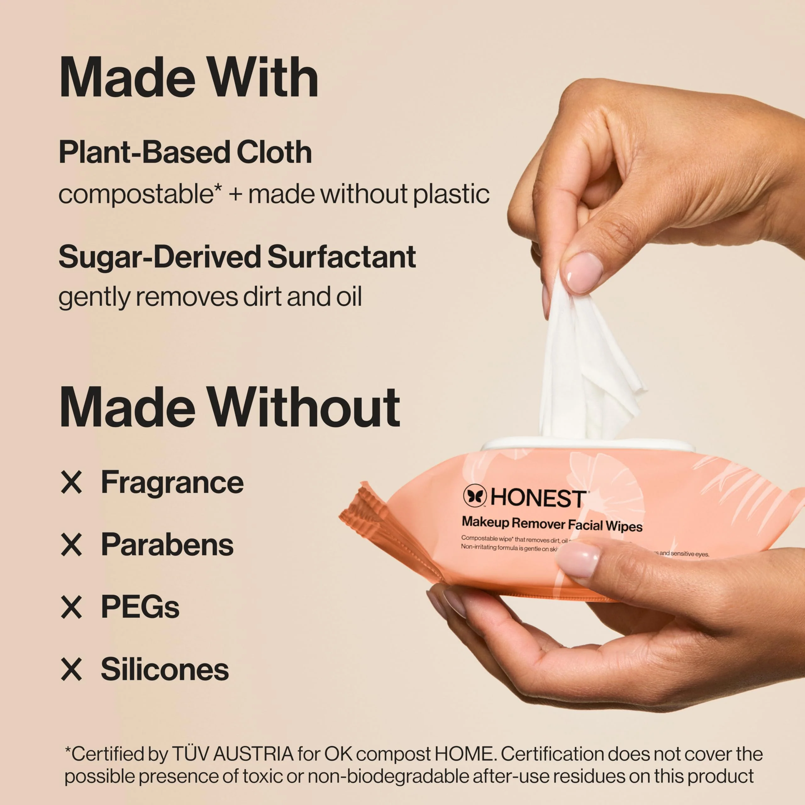 Honest Beauty Fragrance Free Cleansing Makeup Remover Facial Wipes | Plant Based, Hypoallergenic, Gentle for Sensitive Skin | 90 Count - Image 7