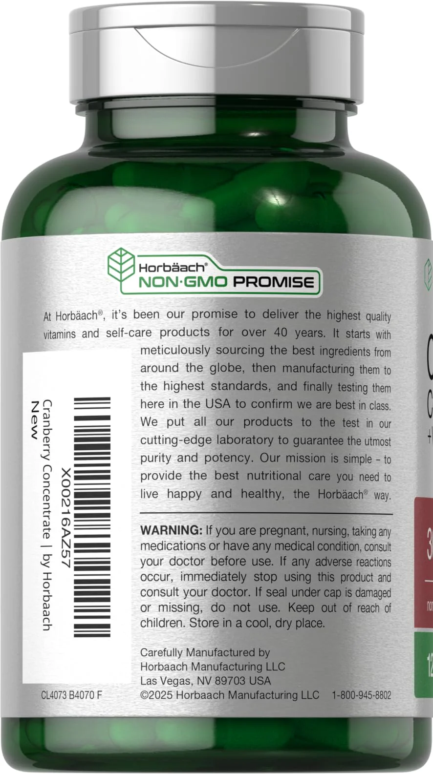 Horbäach Cranberry Concentrate Extract Pills + Vitamin C | 120 Capsules | Supplement for Women and Men | Triple Strength Ultimate Potency Formula | Non-GMO and Gluten Free - Image 6