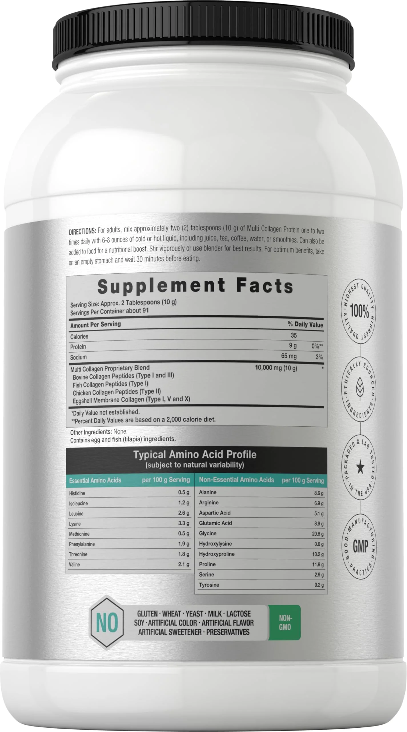 Horbaach Multi Collagen Protein Powder 32 oz | Type I, II, III, V, X | Hydrolyzed Collagen Peptides | Keto & Paleo Friendly | Unflavored & Gluten Free - Image 8
