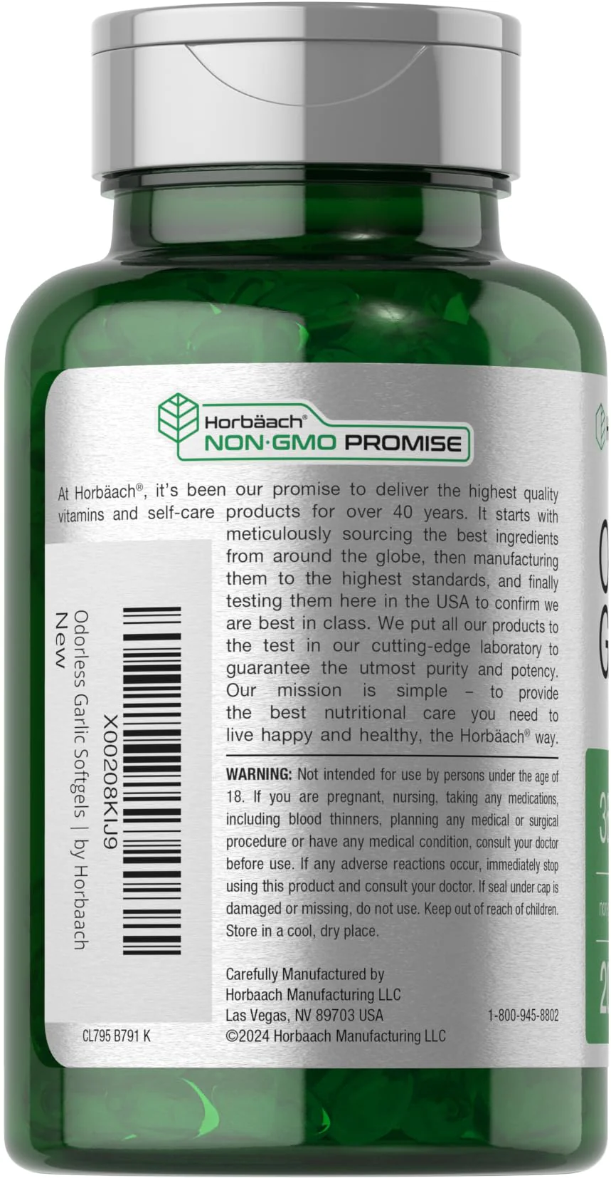 Horbäach Odorless Garlic Softgels | 200 Count | Ultra Potent Garlic Extract | Non-GMO & Gluten Free Supplement - Image 7