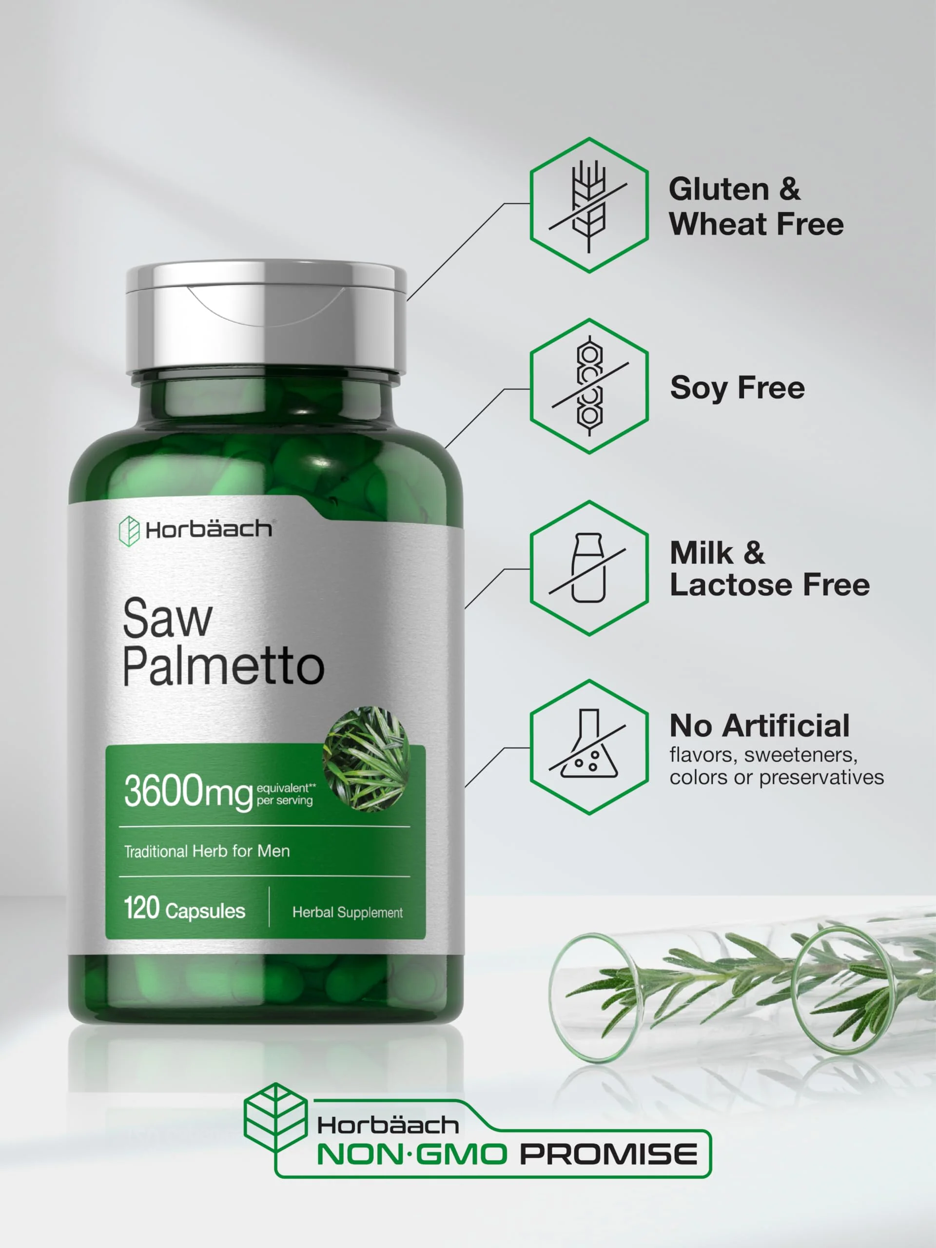 Horbäach Saw Palmetto Extract | 120 Capsules | Non-GMO and Gluten Free Formula | from Saw Palmetto Berries - Image 4