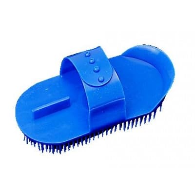 Horse Grooming Curry Comb Blue Color Plastic with Adjustable Strap